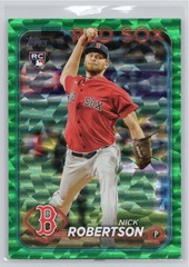 2024 Topps Series 1 #13 Nick Robertson 301/499 Green Crackle Foil Boston Red Sox RC